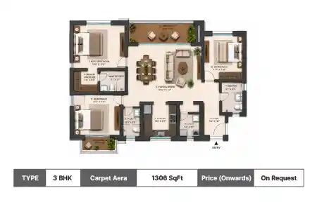 3 BHK 1306 SqFt